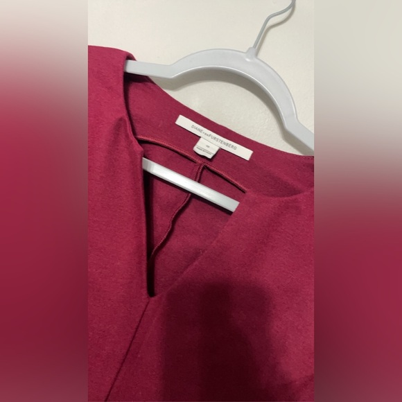 Diane Von Furstenberg Burgundy Wool Dress Womens Size 10 Side Zip 1/4 Sleeve - Picture 2 of 13